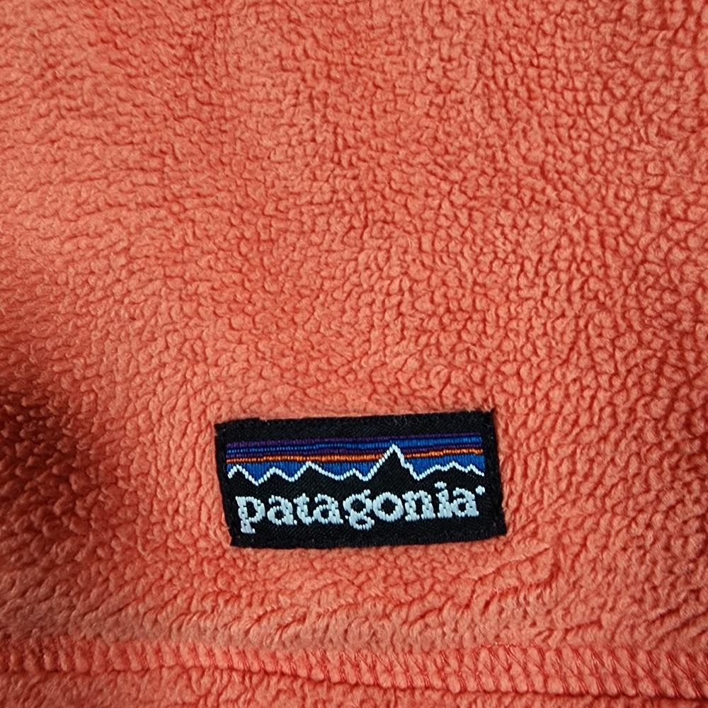 Patagonia Hoodie Girls Large Coral Fleece‎ Pullover Sweatshirt Front Pockets - Picture 4 of 11
